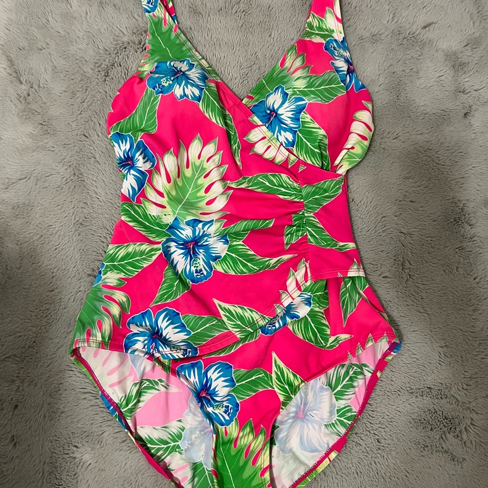 JANTZEN One Piece Floral Bathing Suit Sz 10